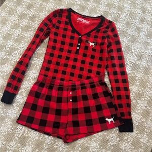 Victoria's Secret Pink plaid pajama set, size M.